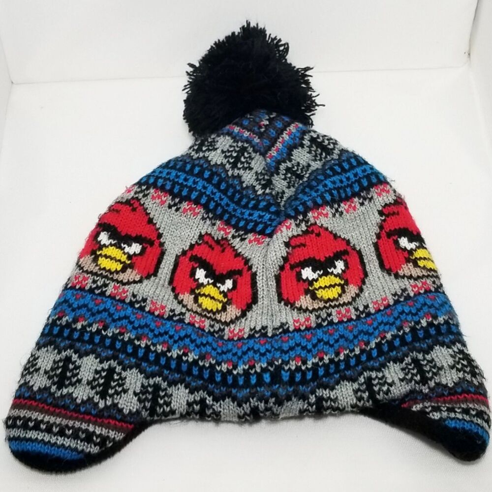 Angry Birds Knit Beanie H&M Warm Hat Large Pompom Holiday Winter Design